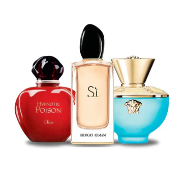 Combo de 3 perfumes Dior HYPNOTIC POISON, Giorgio Armani SÌ e Versace DYLAN TURQUOISE