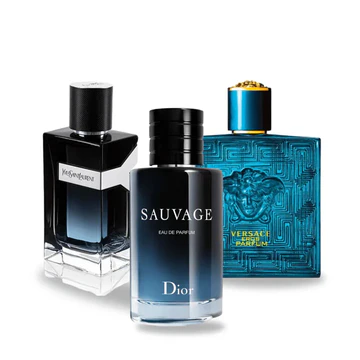 Combo 3 perfumes Dior SAUVAGE, Yves Saint Laurent Y MEN y Versace EROS